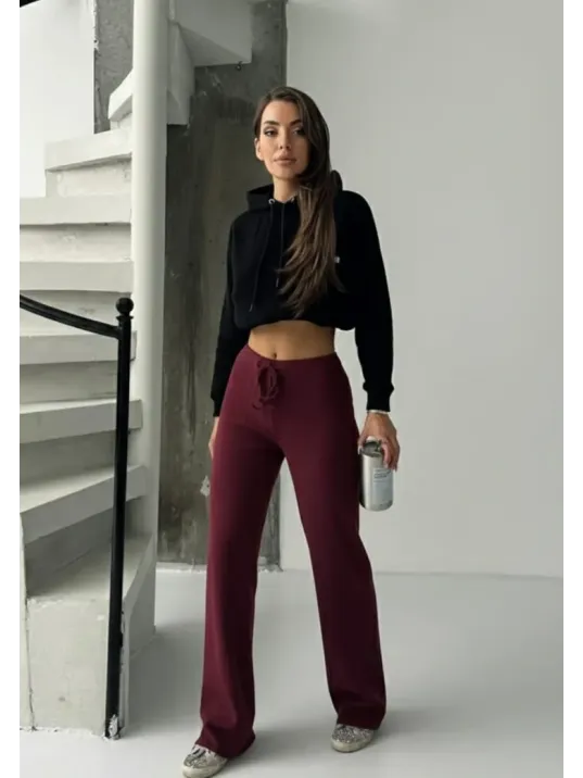 Fit Comfort Bej Salaş Pantolon Bordo A6011