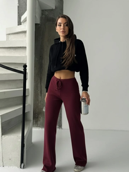 Fit comfort bej salaş pantolon bordo A6011