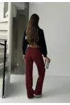 Fit Comfort Bej Salaş Pantolon Bordo A6011