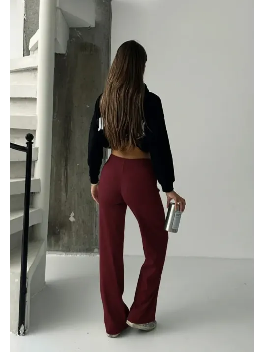 Fit Comfort Bej Salaş Pantolon Bordo A6011