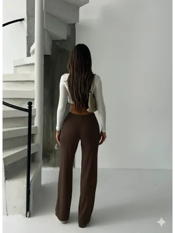 Fit Comfort Bej Salaş Pantolon Kahve A6011