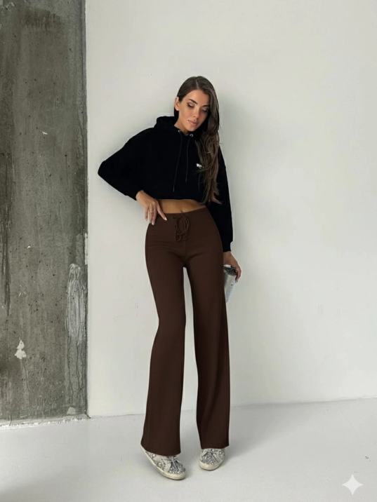 Fit comfort bej salaş pantolon kahve A6011