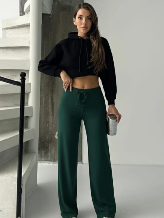 Fit comfort bej salaş pantolon petrol yeşili A6011