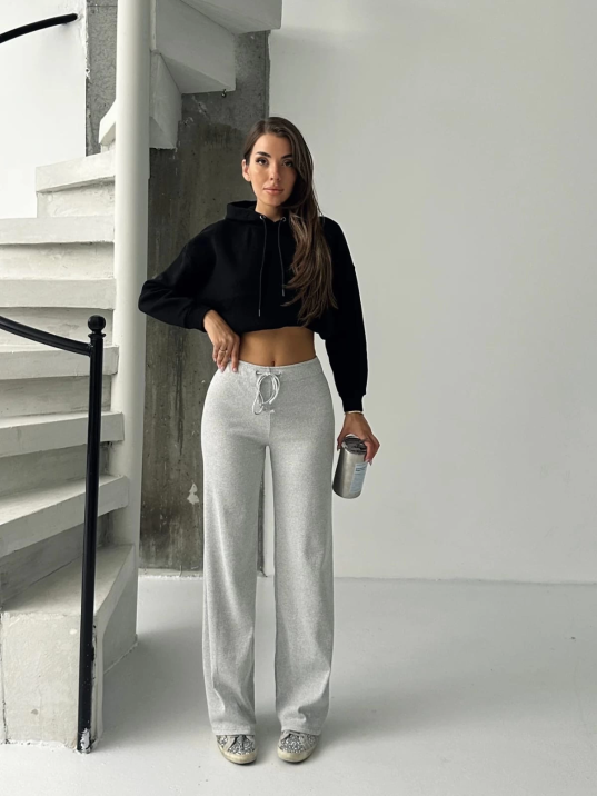 Fit comfort gri salaş pantolon A6011