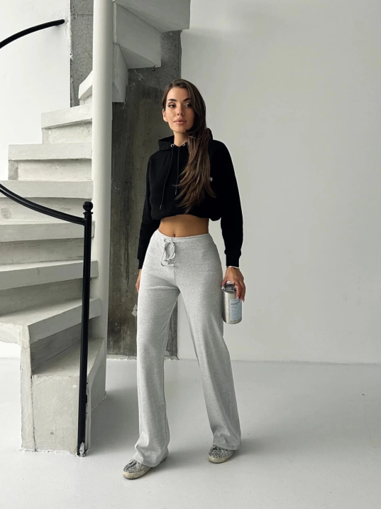 Fit comfort gri salaş pantolon A6011