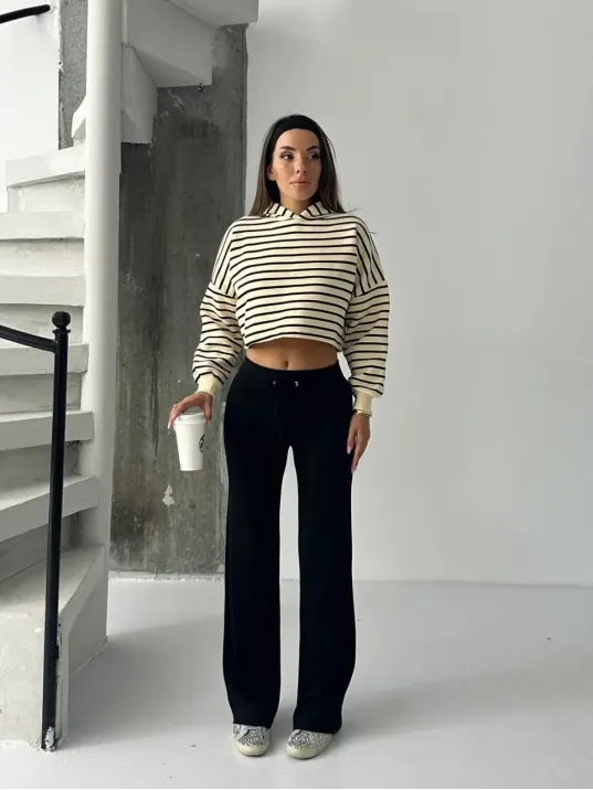 Fit Comfort Siyah Salaş Pantolon A6011