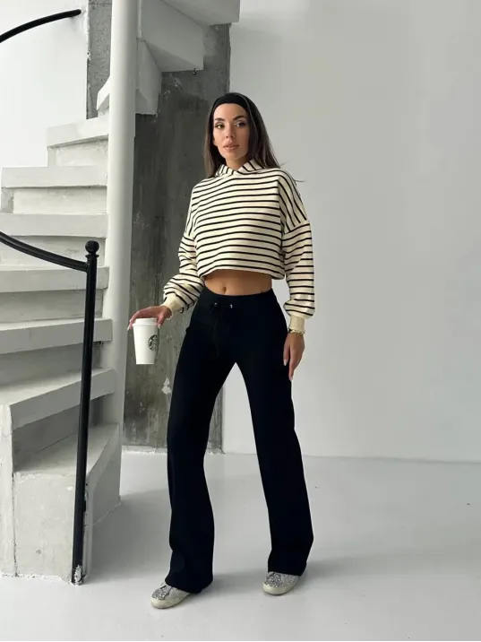 Fit Comfort Siyah Salaş Pantolon A6011