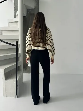 Fit Comfort Siyah Salaş Pantolon A6011