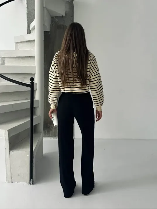 Fit Comfort Siyah Salaş Pantolon A6011