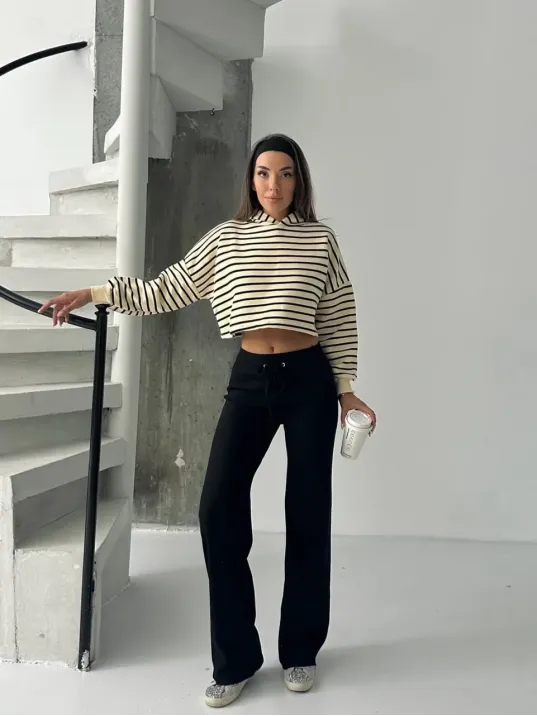 Fit Comfort Siyah Salaş Pantolon A6011