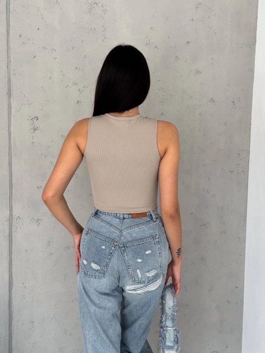 fitilli kaşkorse yakası zincirli atlet vizon fitilli kaşkorse yakası zincirli atlet vizon