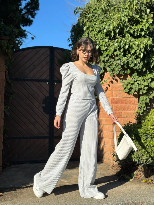 Fitilli prenses kol alt üst takım gri Fitilli prenses kol alt üst takım gri