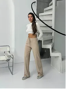 Fitilli Şardonlu Pantolon Bej A4058
