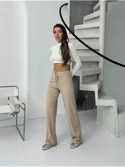 Fitilli Şardonlu Pantolon Bej A4058
