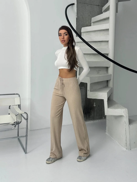 Fitilli şardonlu pantolon bej a4058 Fitilli şardonlu pantolon bej a4058