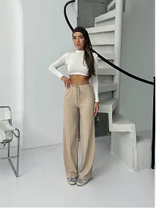 Fitilli Şardonlu Pantolon Bej A4058