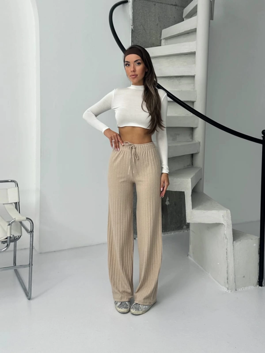 Fitilli şardonlu pantolon bej a4058 Fitilli şardonlu pantolon bej a4058