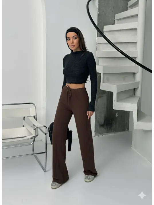 Fitilli Şardonlu Pantolon Kahve A4058