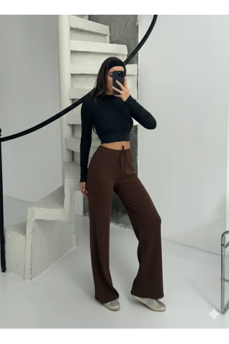 Fitilli şardonlu pantolon kahve a4058