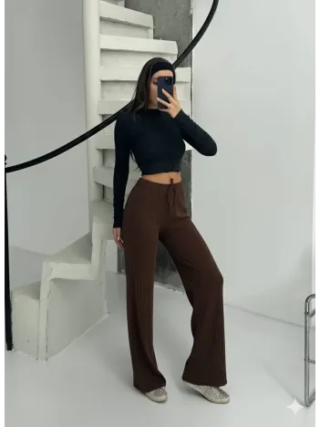 Fitilli Şardonlu Pantolon Kahve A4058