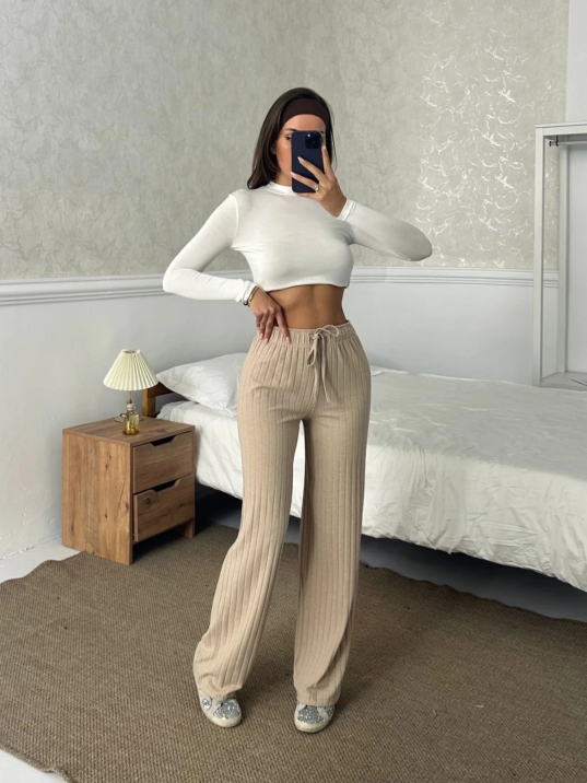 Fitilli şardonlu pantolon bej a4058 Fitilli şardonlu pantolon bej a4058