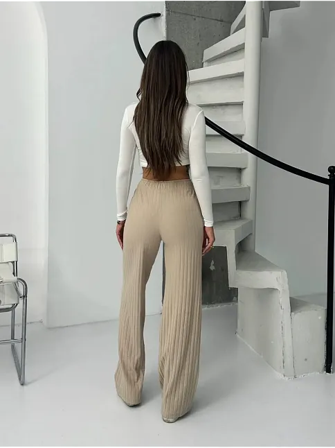 Fitilli Şardonlu Pantolon Bej A4058