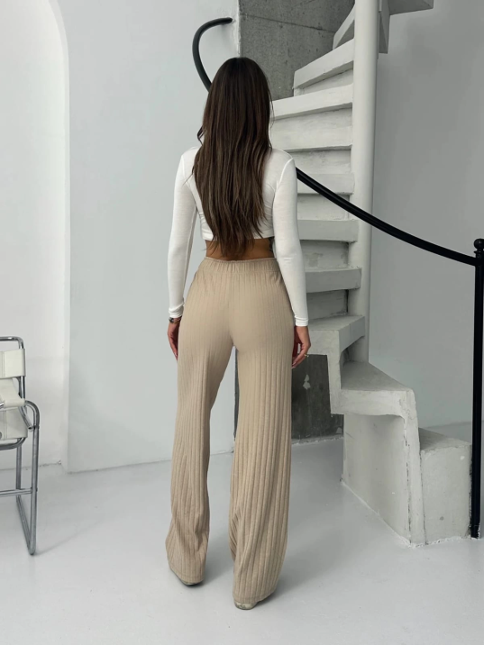 Fitilli şardonlu pantolon bej a4058 Fitilli şardonlu pantolon bej a4058