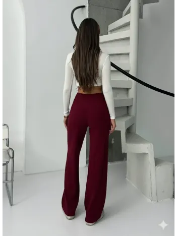 Fitilli Şardonlu Pantolon Bordo A4058