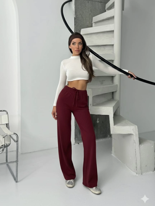 Fitilli şardonlu pantolon bordo a4058 Fitilli şardonlu pantolon bordo a4058