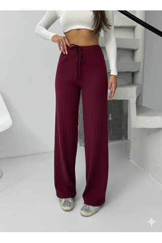 Fitilli şardonlu pantolon bordo a4058