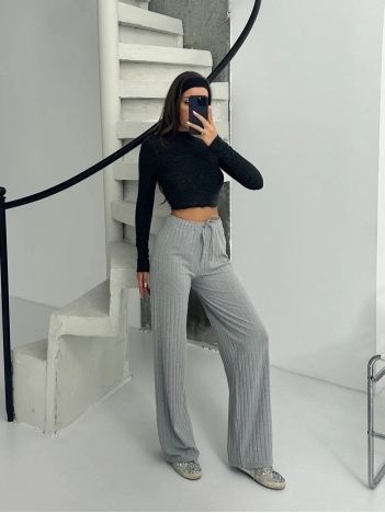 Fitilli şardonlu pantolon gri a4058 Fitilli şardonlu pantolon gri a4058