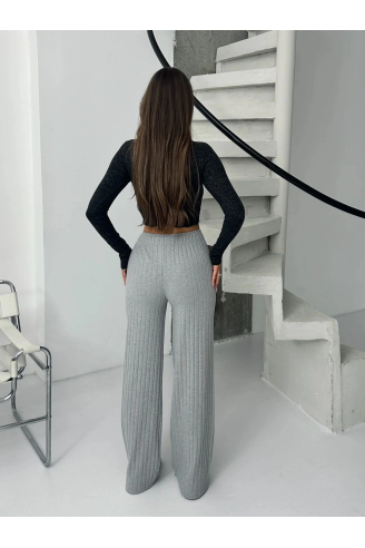 Fitilli şardonlu pantolon gri a4058