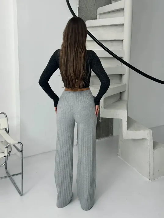 Fitilli Şardonlu Pantolon Gri A4058 Fitilli Şardonlu Pantolon Gri A4058