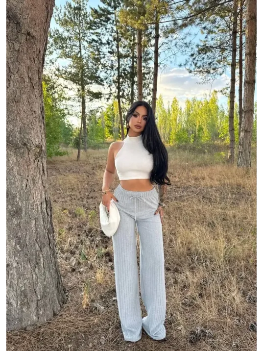 Fitilli Şardonlu Pantolon Gri A4058 Fitilli Şardonlu Pantolon Gri A4058