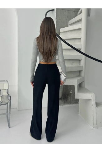 Fitilli şardonlu pantolon siyah a4058