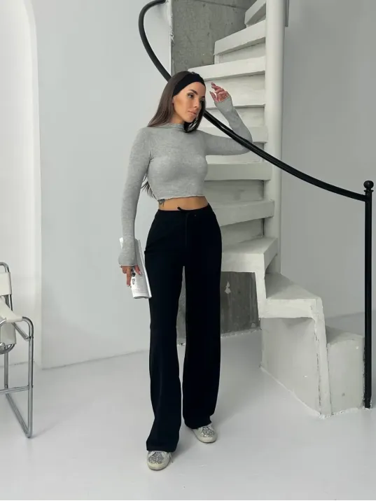 Fitilli Şardonlu Pantolon Siyah A4058