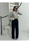 Fitilli Şardonlu Pantolon Siyah A4058