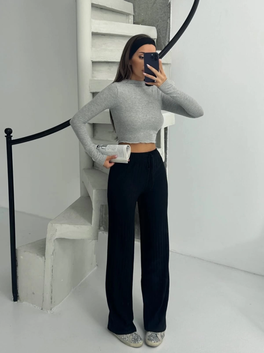 Fitilli şardonlu pantolon siyah a4058 Fitilli şardonlu pantolon siyah a4058