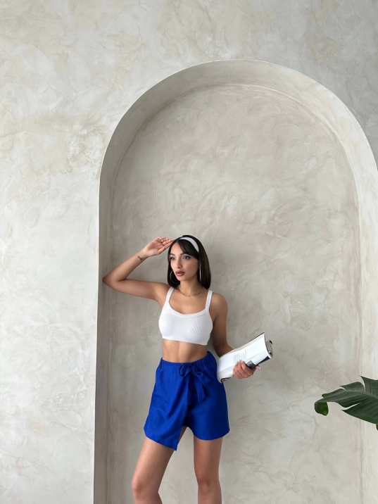 Fiyonklu şort etek saks s255021 Fiyonklu şort etek saks s255021