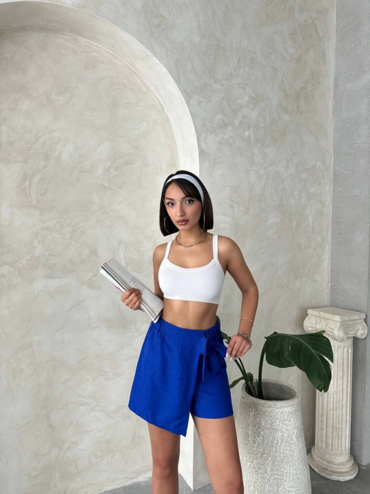 Fiyonklu şort etek saks s255021 Fiyonklu şort etek saks s255021