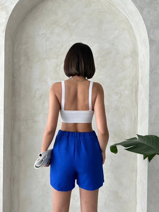 Fiyonklu şort etek saks s255021 Fiyonklu şort etek saks s255021