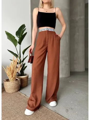 Flamlı Kahve Pantolon