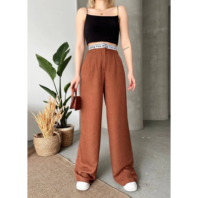 Flamlı kahve pantolon Flamlı kahve pantolon
