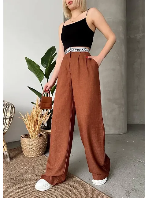 Flamlı Kahve Pantolon