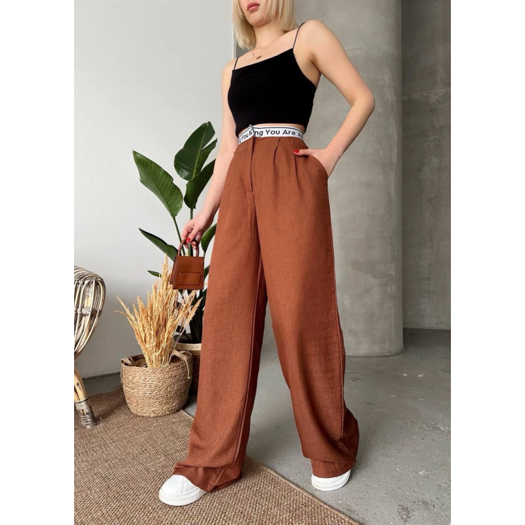 Flamlı kahve pantolon Flamlı kahve pantolon