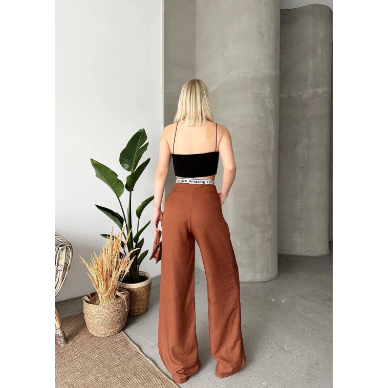 Flamlı kahve pantolon Flamlı kahve pantolon