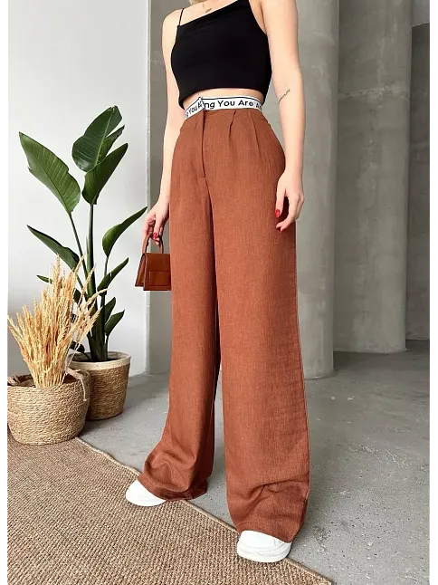 Flamlı Kahve Pantolon