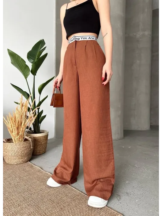 Flamlı Kahve Pantolon