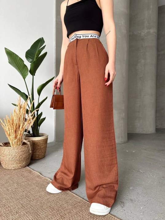 Flamlı kahve pantolon Flamlı kahve pantolon