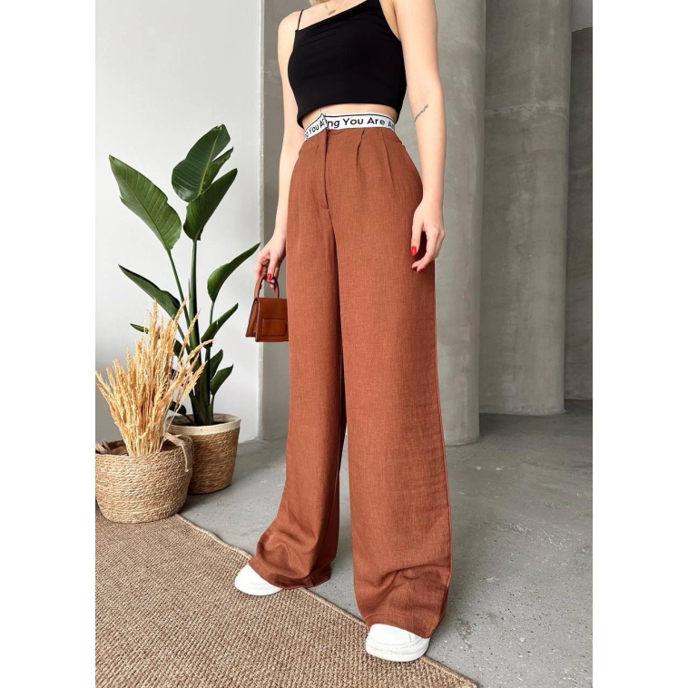 Flamlı kahve pantolon Flamlı kahve pantolon